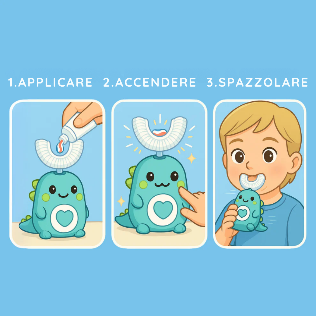 HelveDino™ – Spazzolino a Ultrasuoni 360° per Bambini
